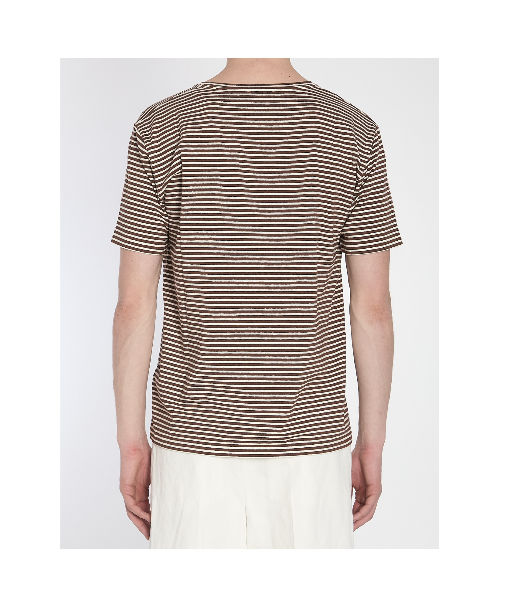 Valentino Striped Cotton T-shirt With Chez Print In White