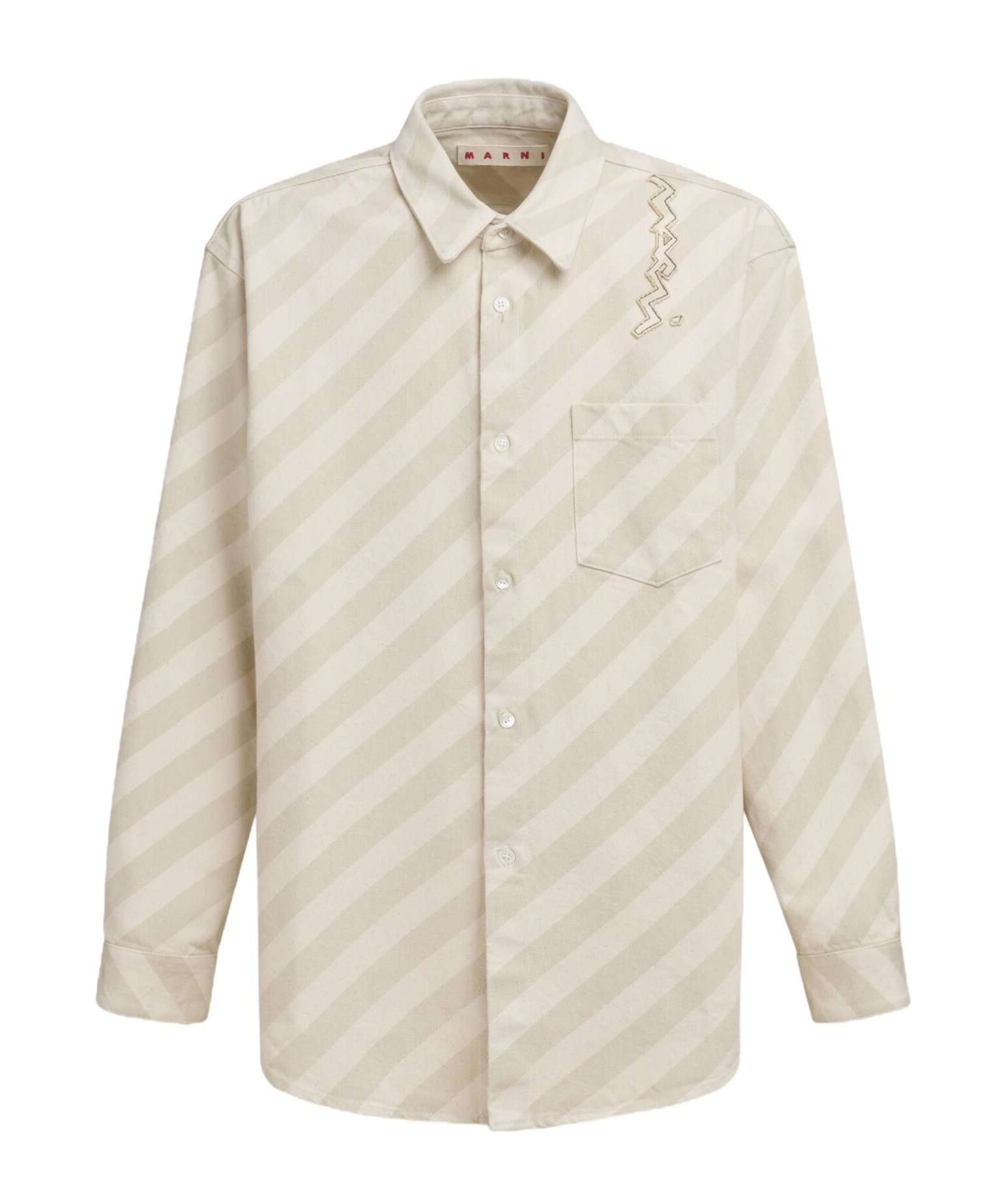 Marni Striped Buttoned Shirt In Nude