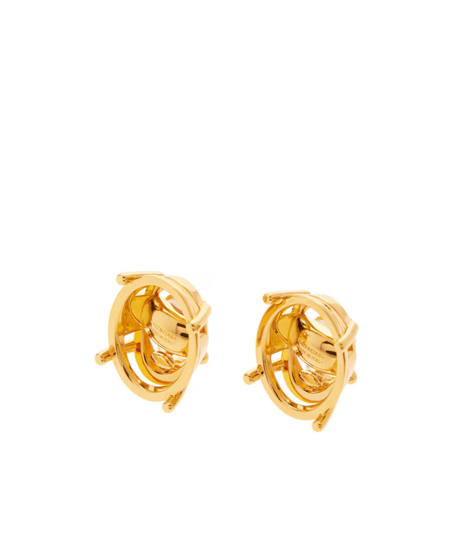 Balenciaga Women's Frame Oval Earrings In Shiny Gold In Gold