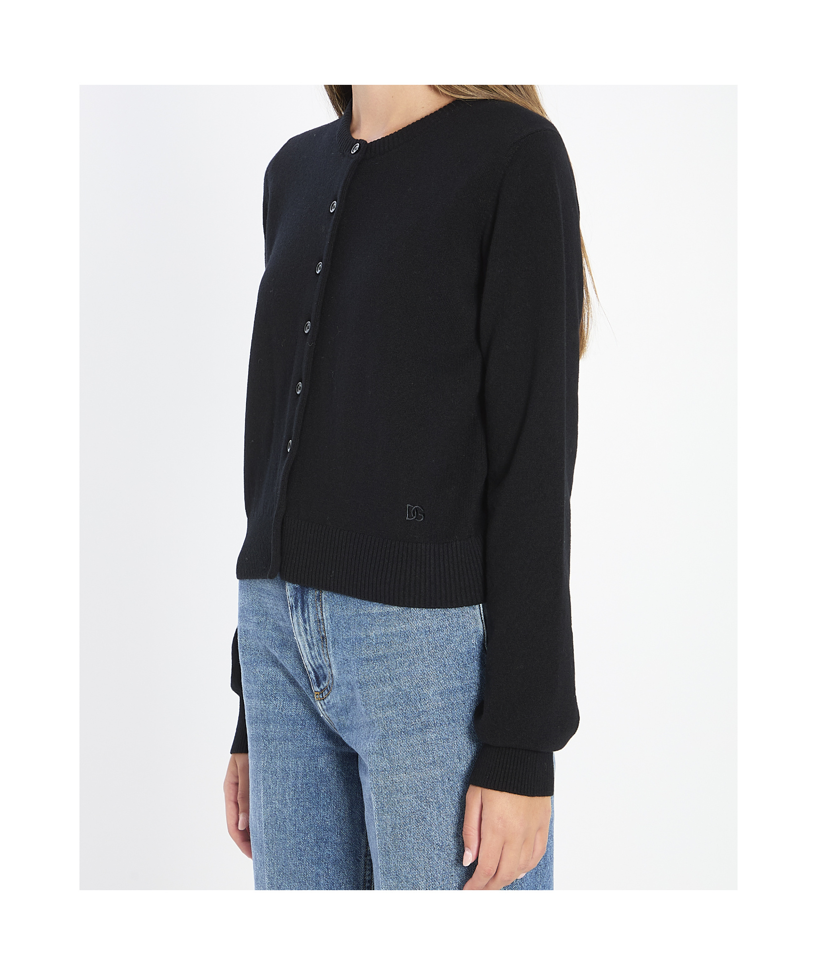 Dolce & Gabbana Button-up Cropped Cardigan In Black