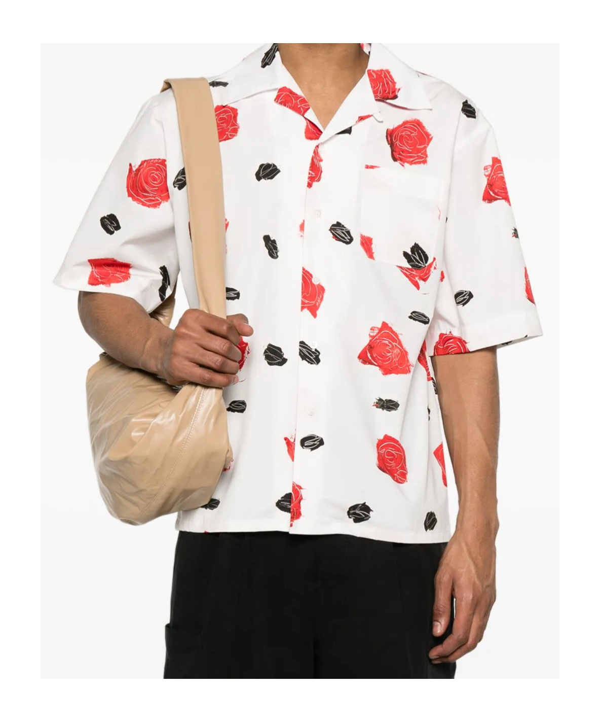 Marni White Iris Heavy Poplin Shirt In White Red