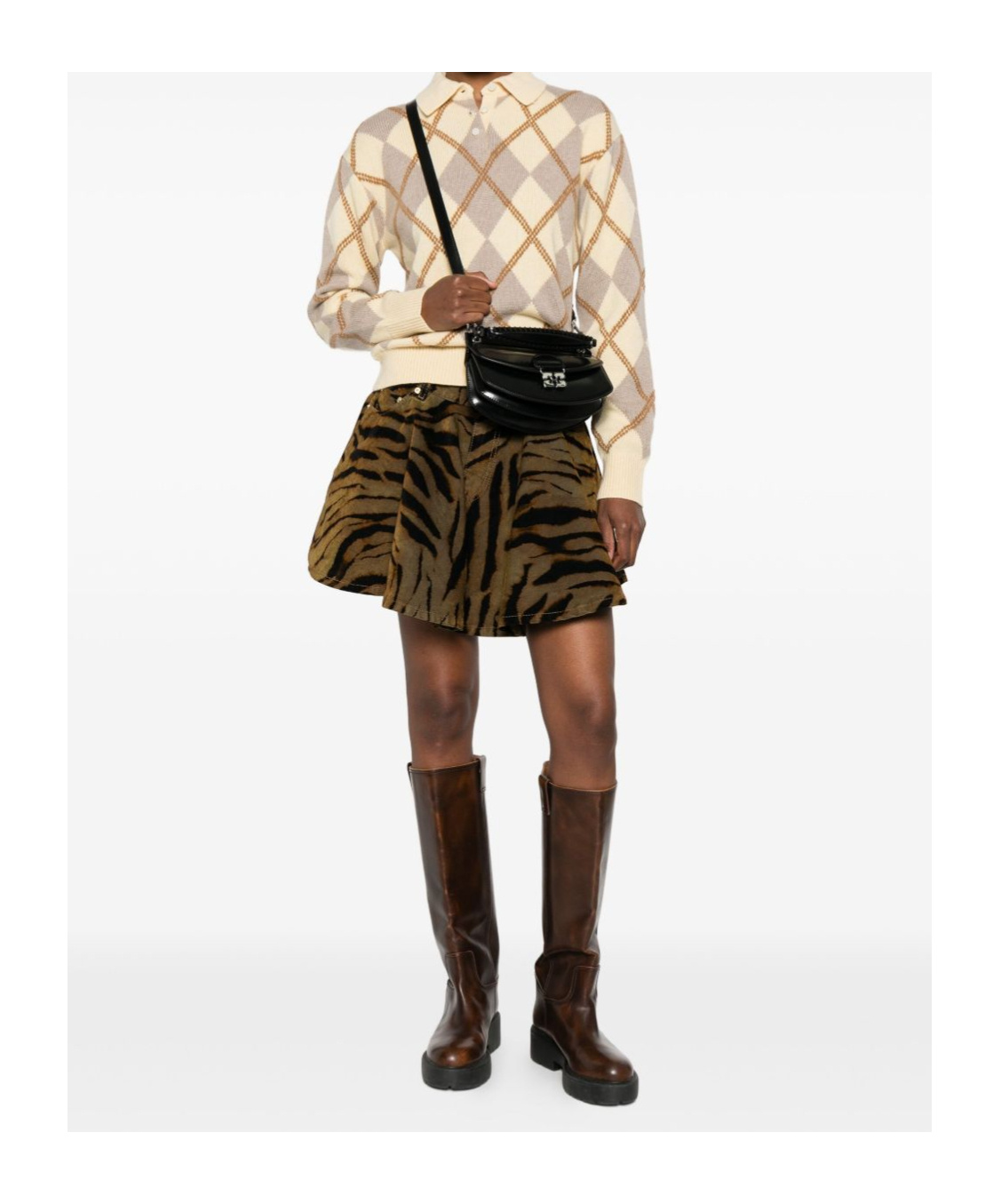 Ganni Tiger-print Pocket Mini Skirt In Green