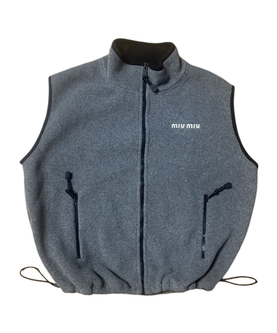 Miu Miu Cotton Fleece Sweatshirt In Gray