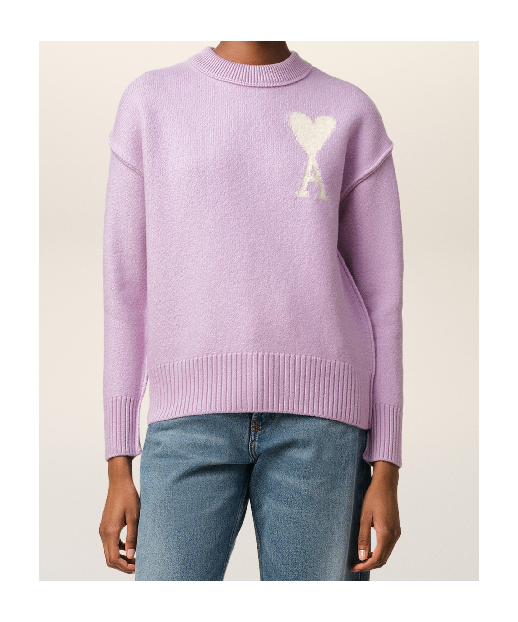 Ami Alexandre Mattiussi Ami Paris Logo Knit Sweater In Purple