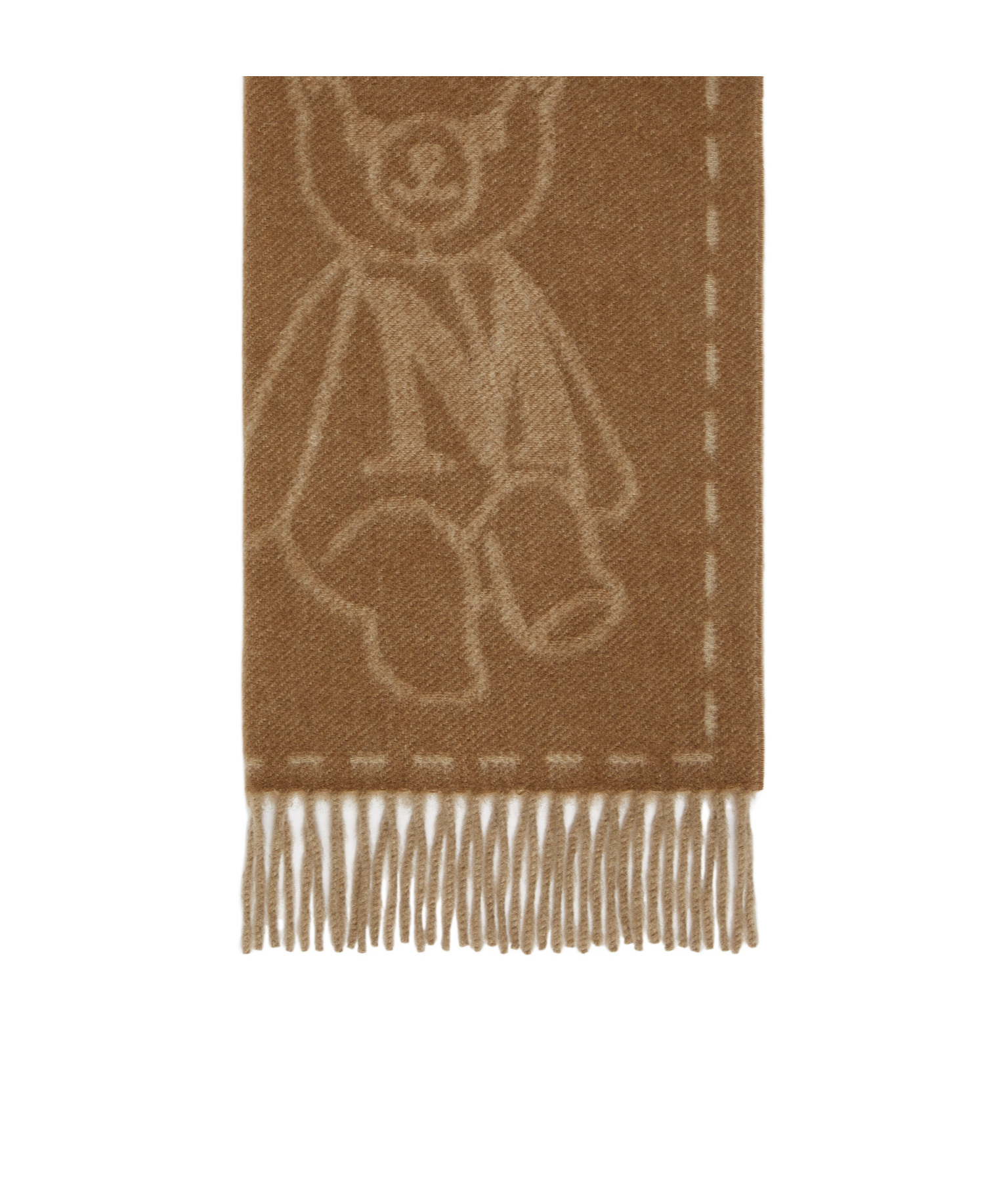 Max Mara Cozy Teddy Bear Patterned Fringed Scarf In Brown