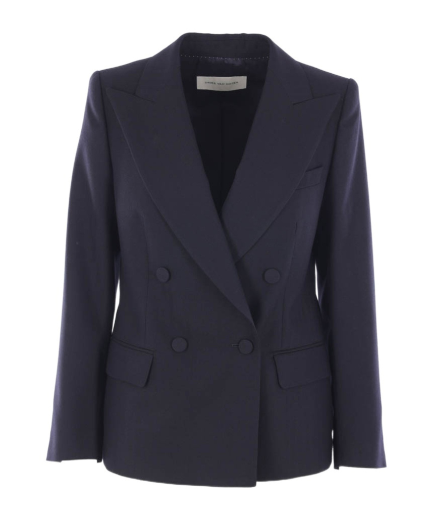 Dries Van Noten Beaura Double-breasted Wool Jacket In Blue
