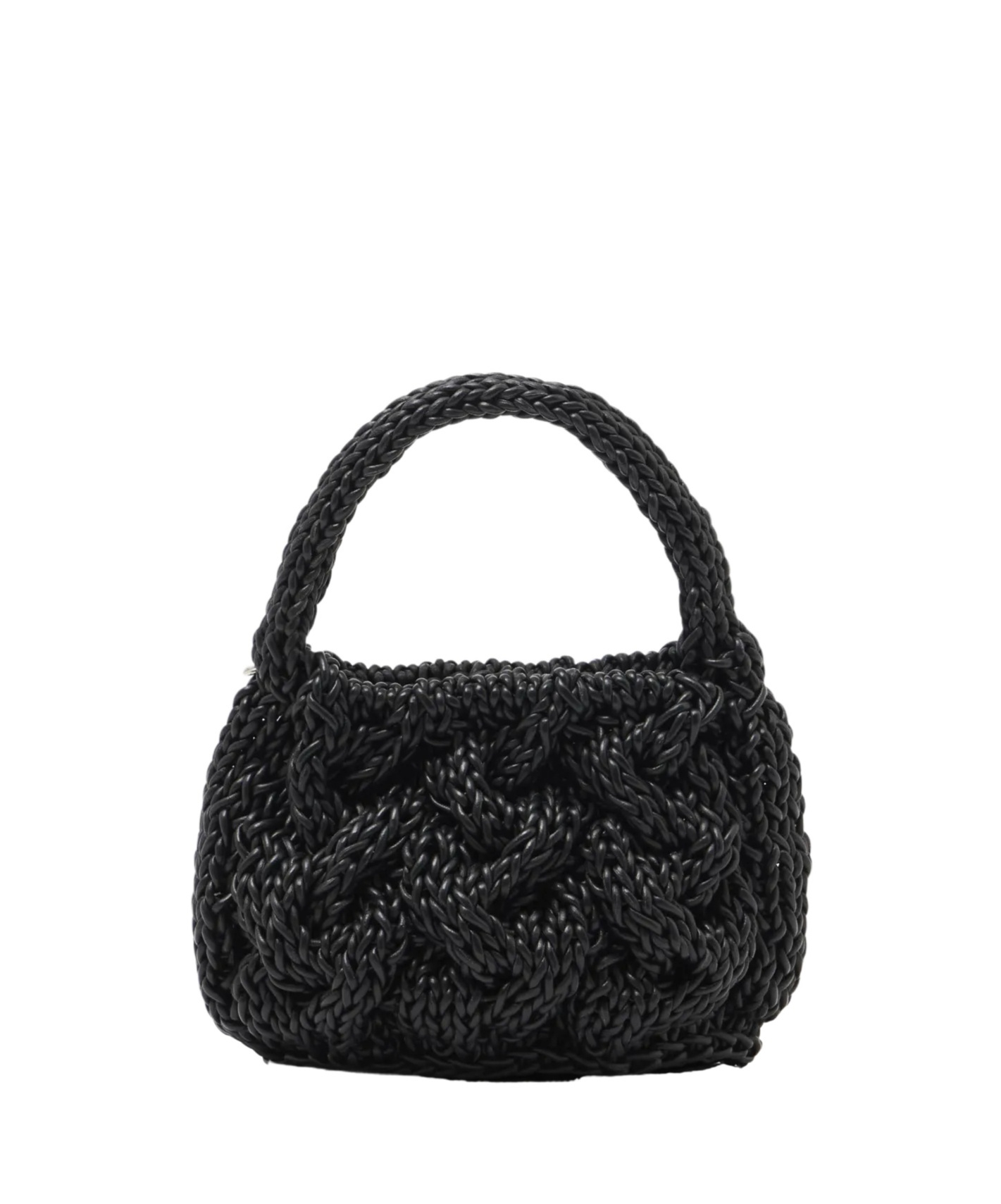 Jw Anderson W Anderson Womens Cable-knit Small Raffia Top-handle Bag Navy In Black