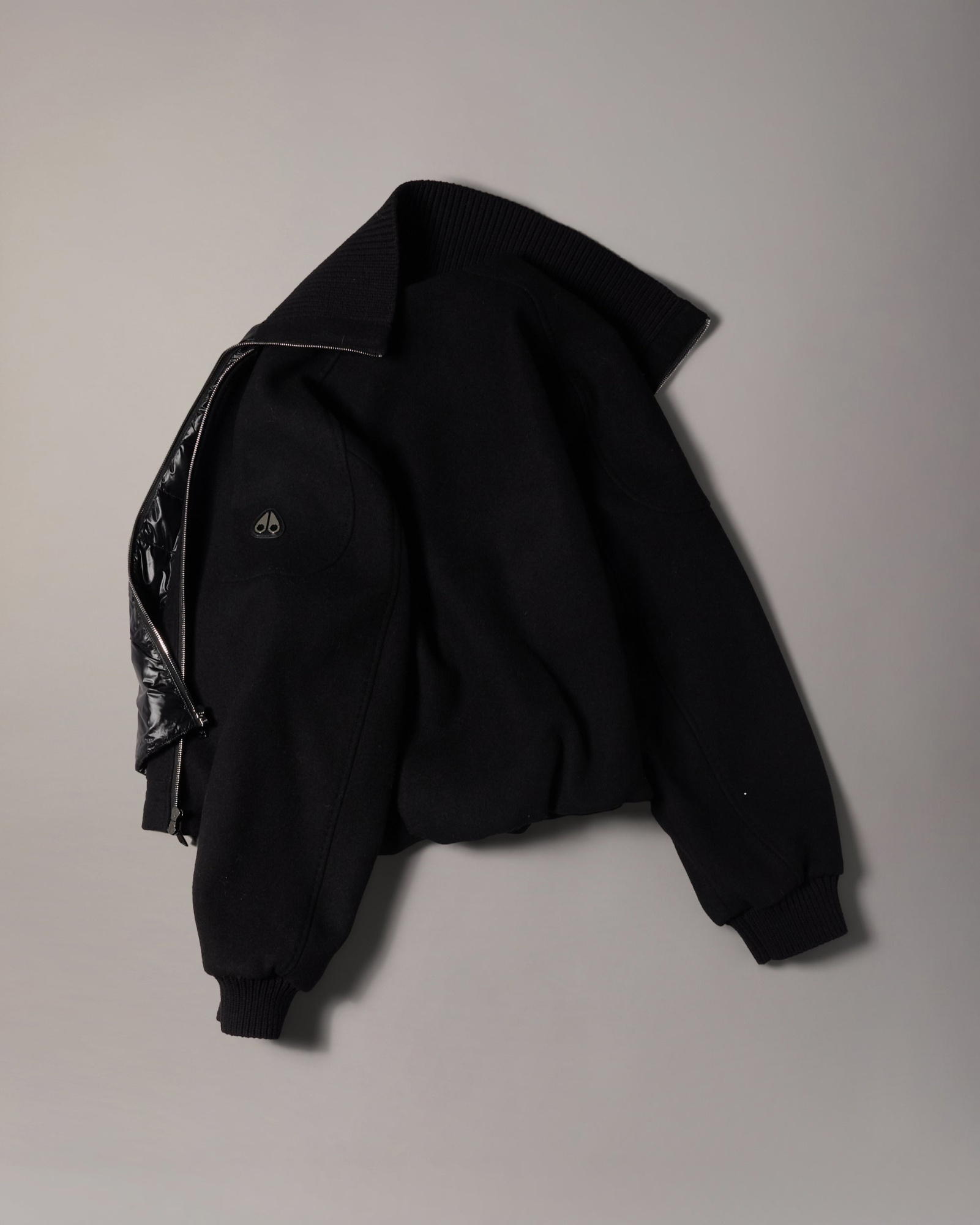 Moose Knuckles Grid 3-in-1 Wool Bomber Jacket In Black