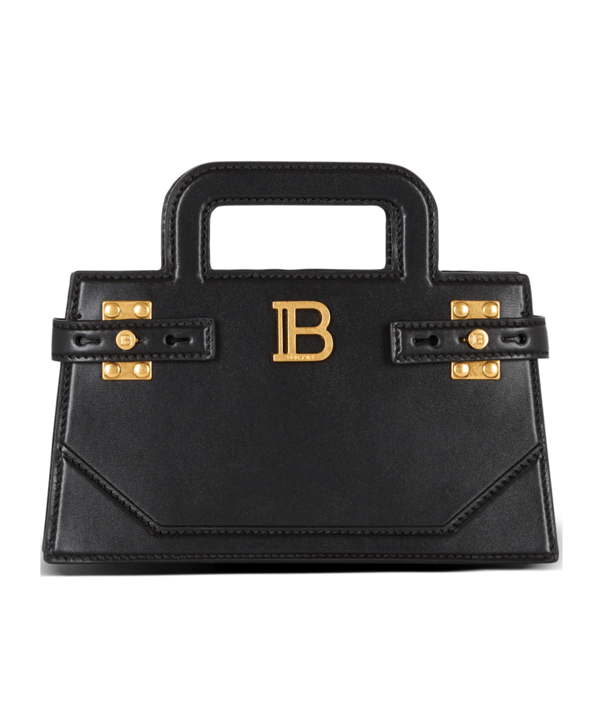 Balmain Small B-buzz Top Handle Bag In Calfskin In Black