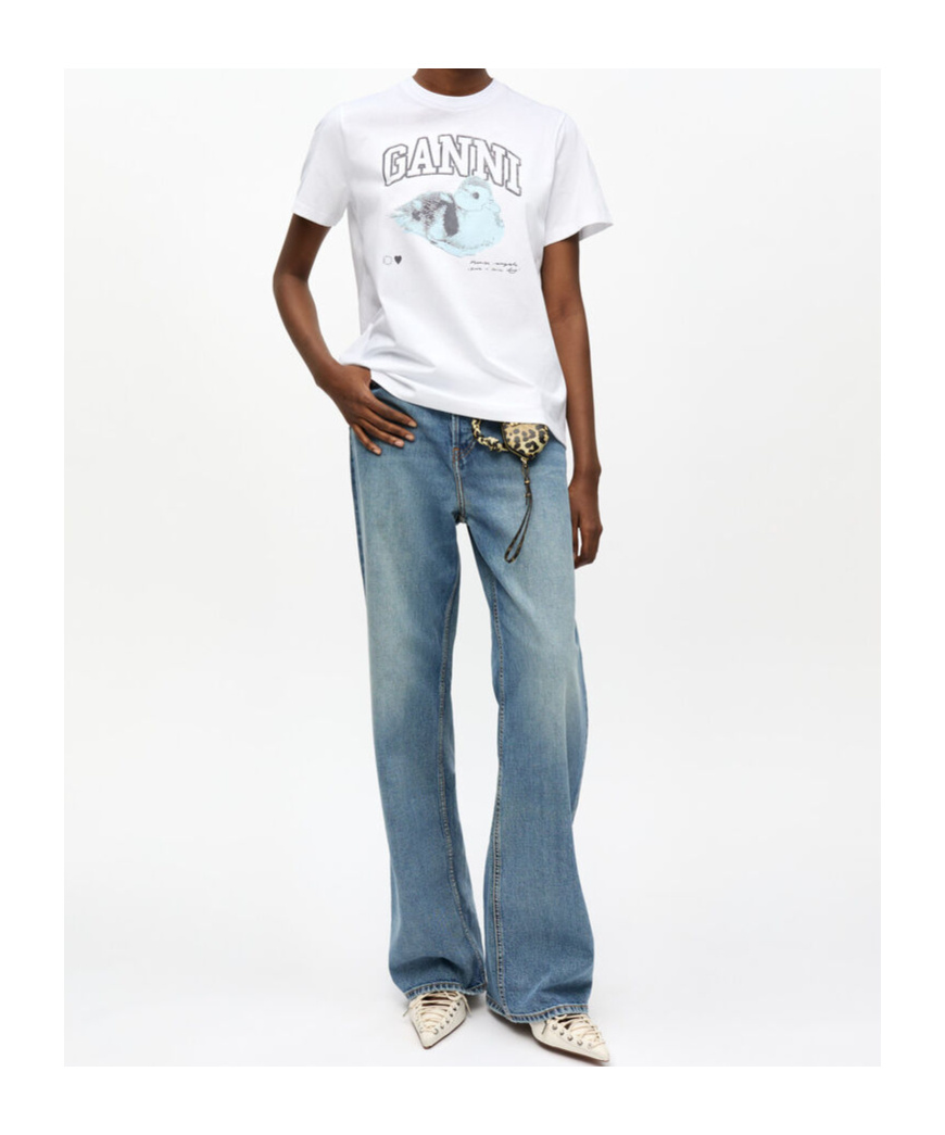 Ganni Basic Jersey Duckie Relaxed T-shirt In White