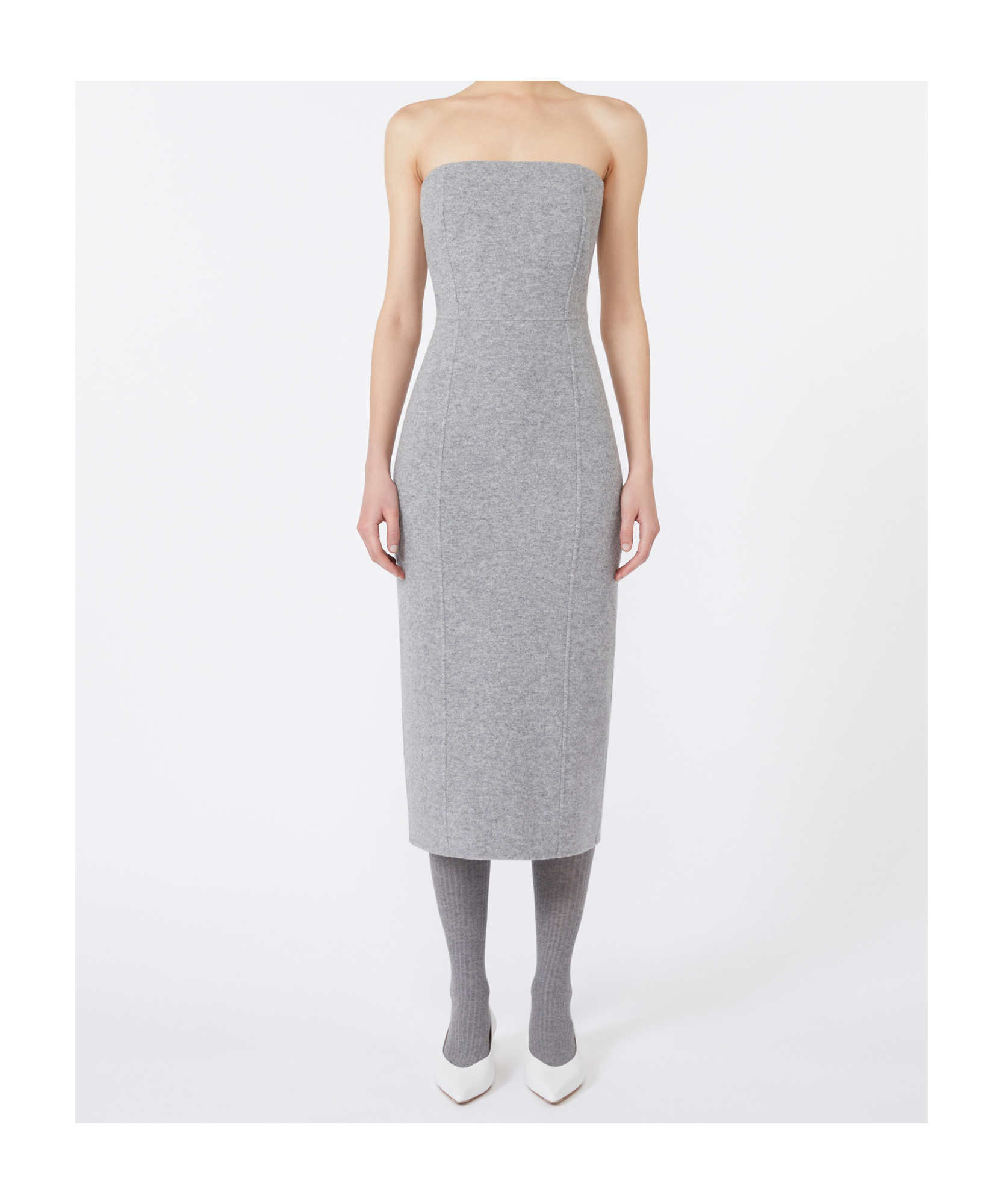 Max Mara Wool And Cashmere Bustier Dress In Gray