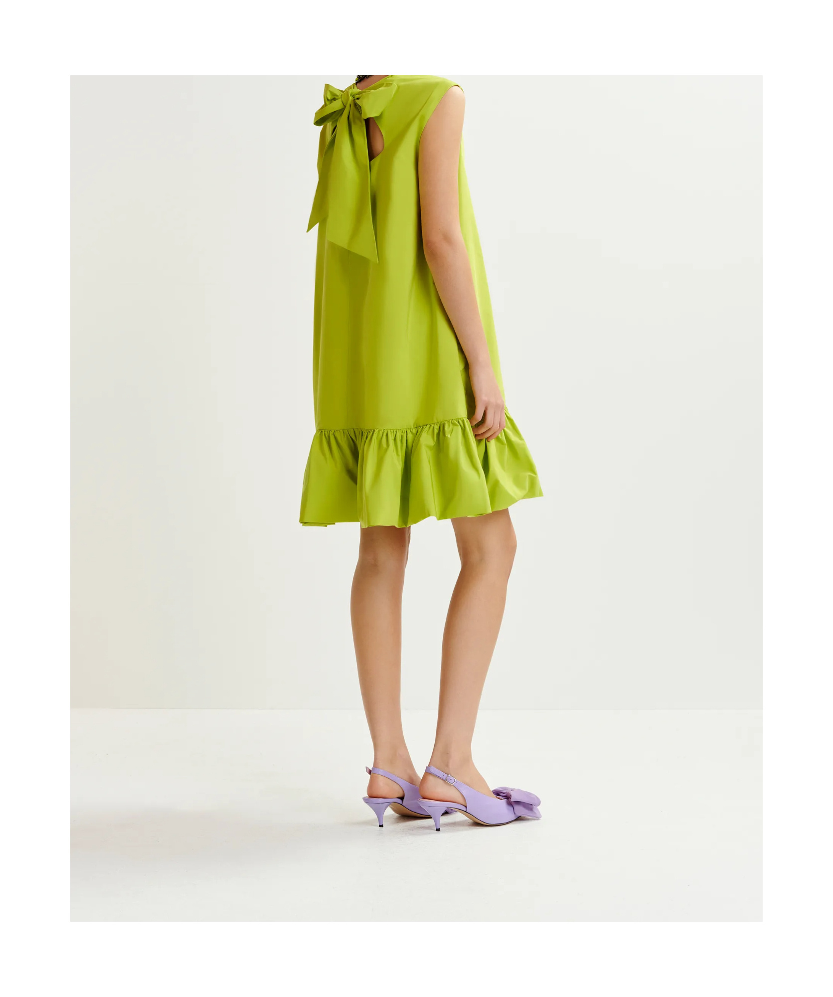 Essentiel Antwerp Hibernate Ruffle Mini Dress Citronella In Green