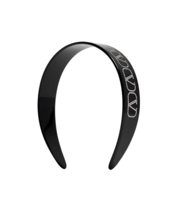Valentino Vlogo Crystal-embellished Headband In Black