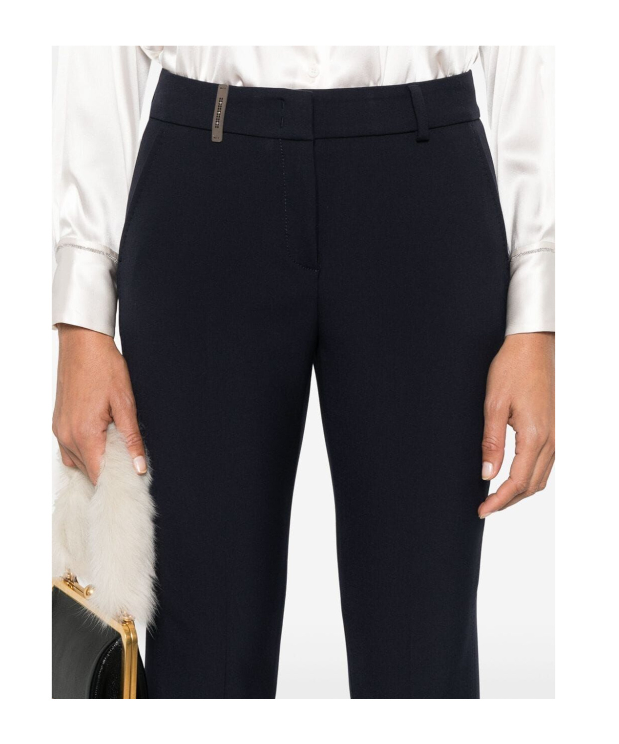 Peserico Fitted Pants With Pockets And Loops In Black