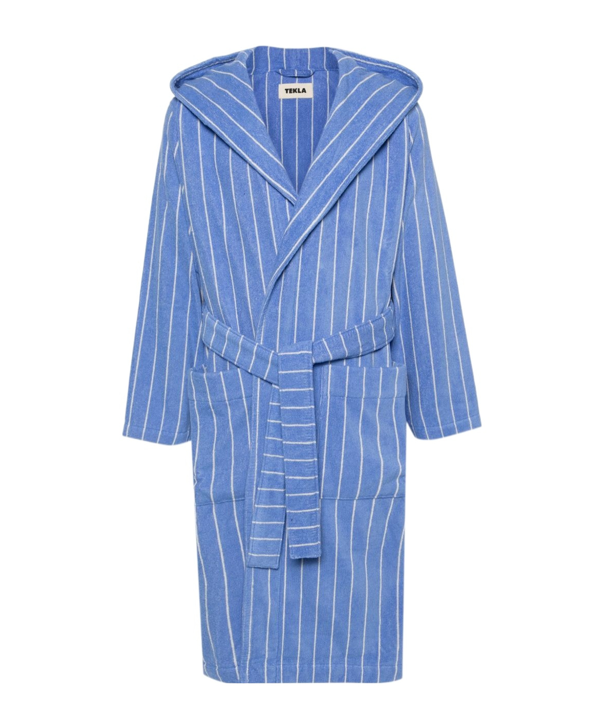 Tekla Terry Hooded Bathrobe In Blue