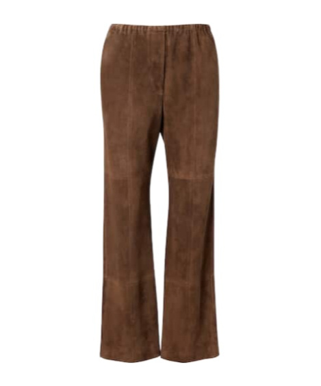 The Row Kenan Suede Bootcut Pants In Brown
