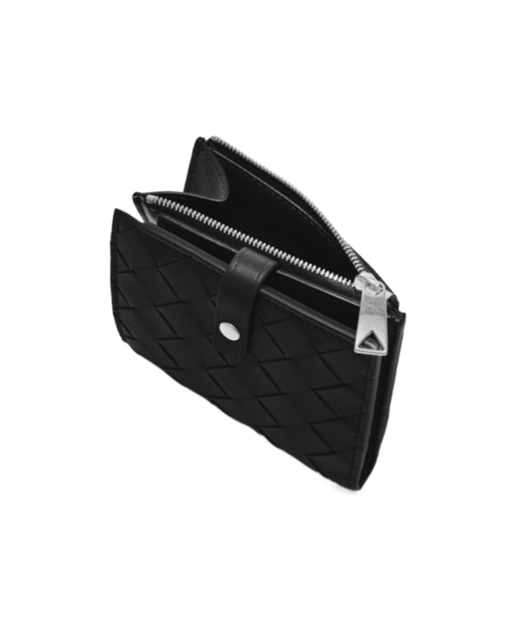 Bottega Veneta Intreciato Knitting Wallet In Black