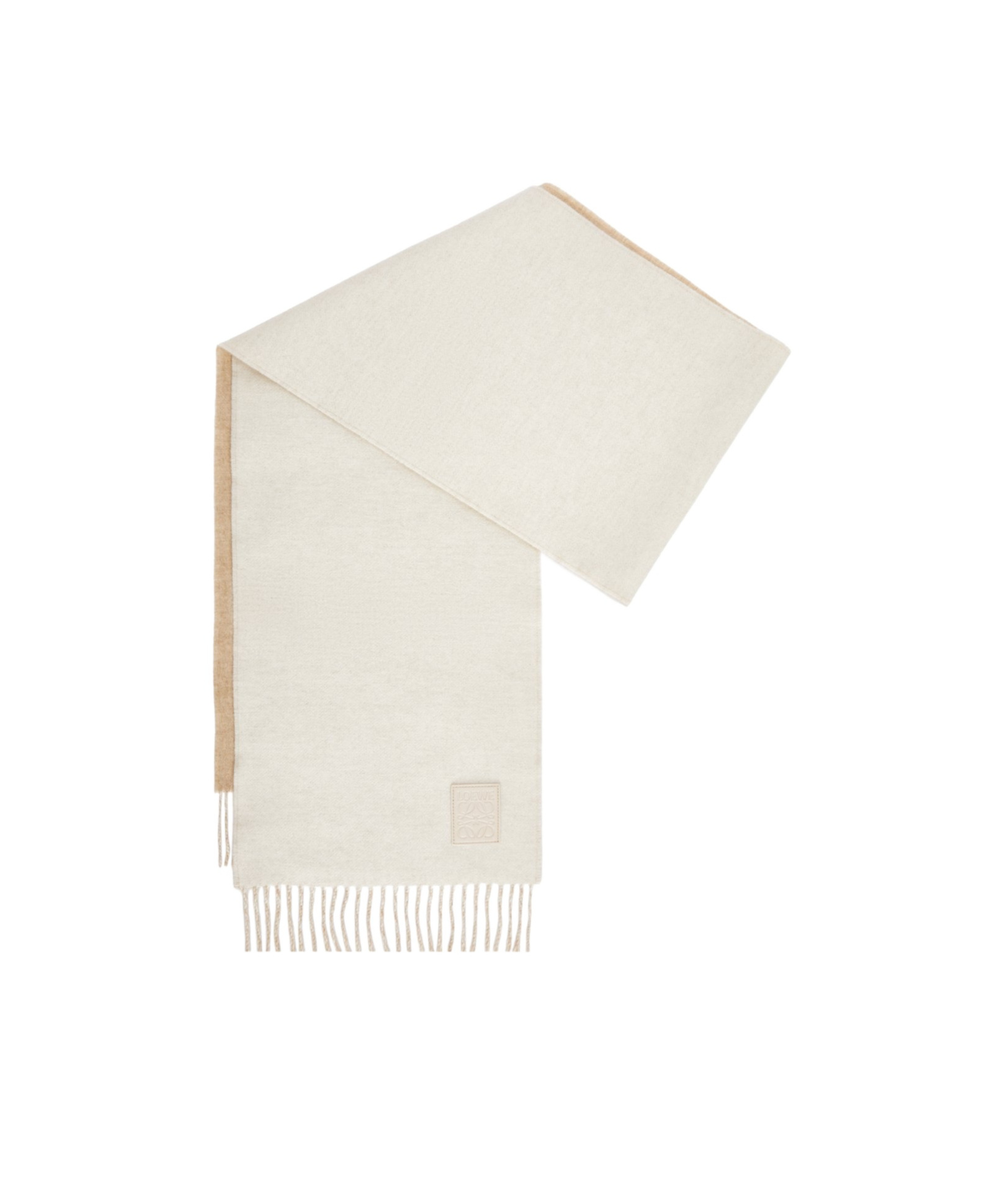 Loewe Logo Wool Cashmere Scarf In Sand