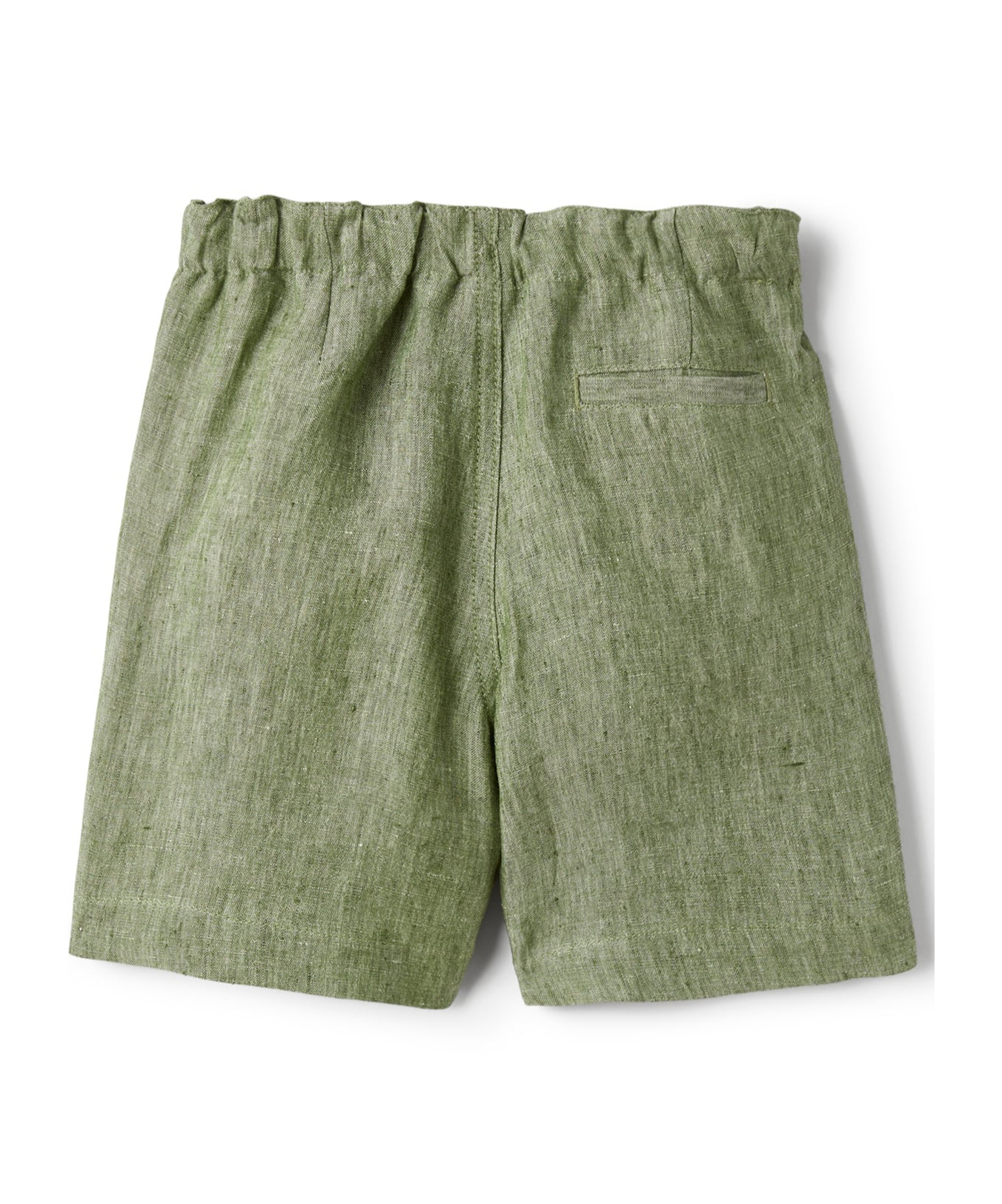 Il Gufo Sage Green Linen Bermuda Shorts In Green