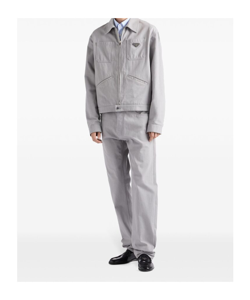 Prada Denim Jacket In Gray