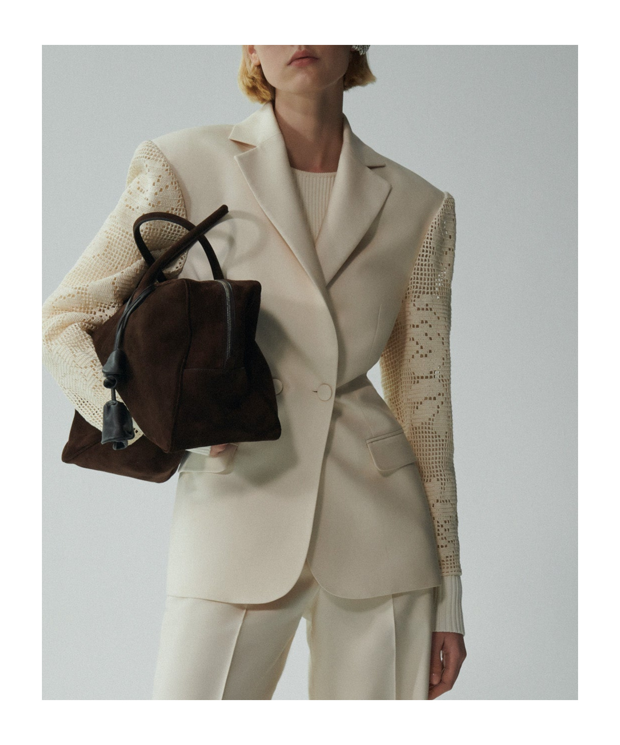 Shop Magda Butrym Stitched Suit Coat In Nude