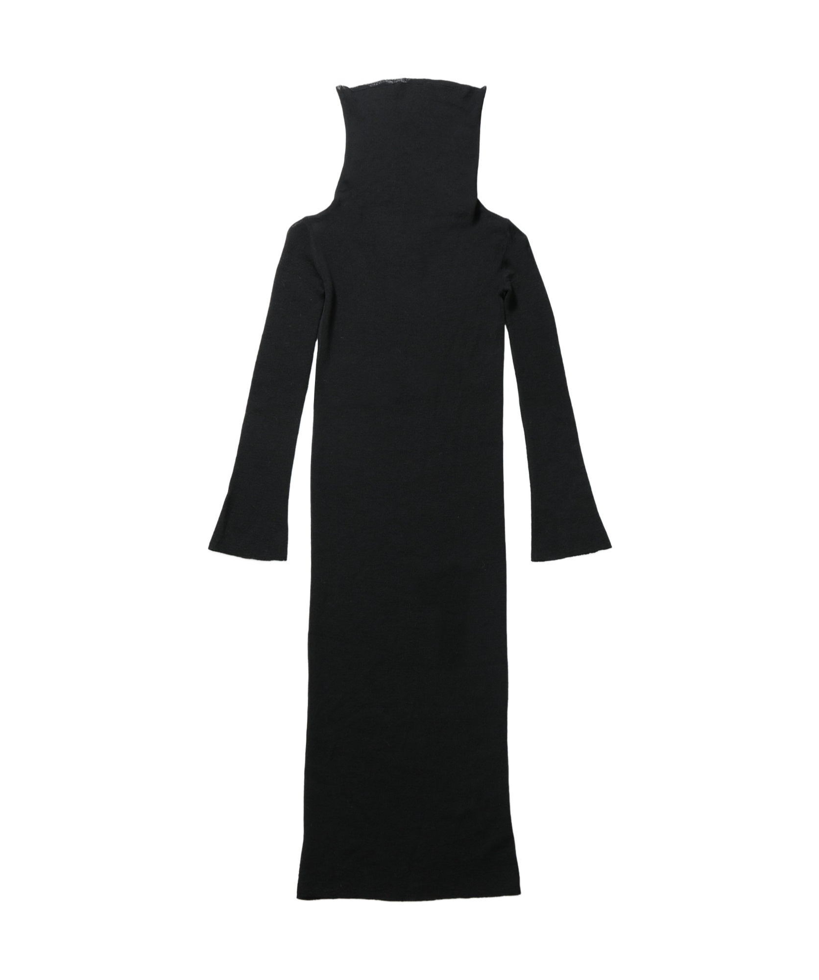 Ann Demeulemeester High Neck Dropped Shoulder Knitted Dress In Black