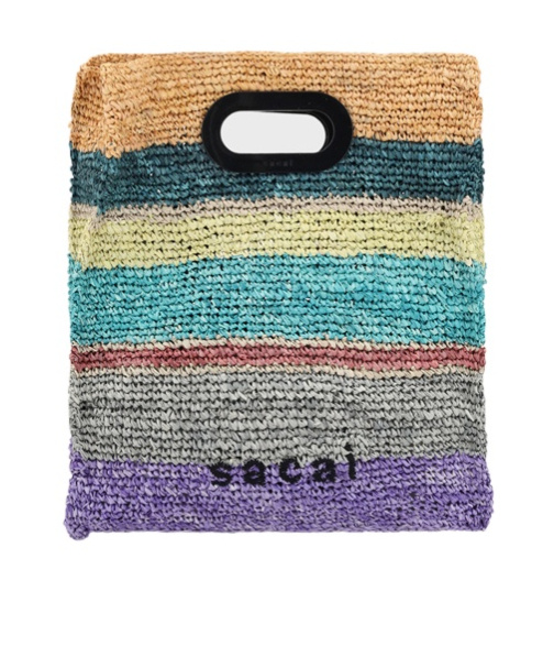 Sacai Multicolor Raffia New Shopper Medium Bag In Multicolor