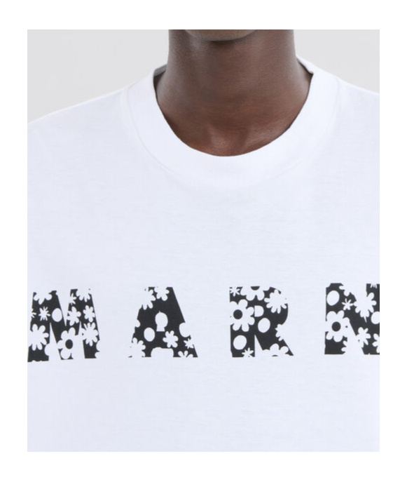 Shop Marni Black T-shirt With Pop Fields Logo In White
