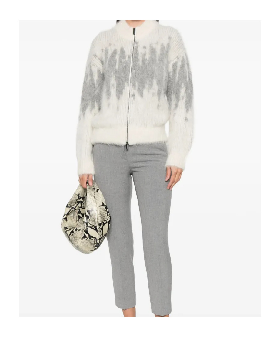 Peserico Zip Pattern Cardigan In White