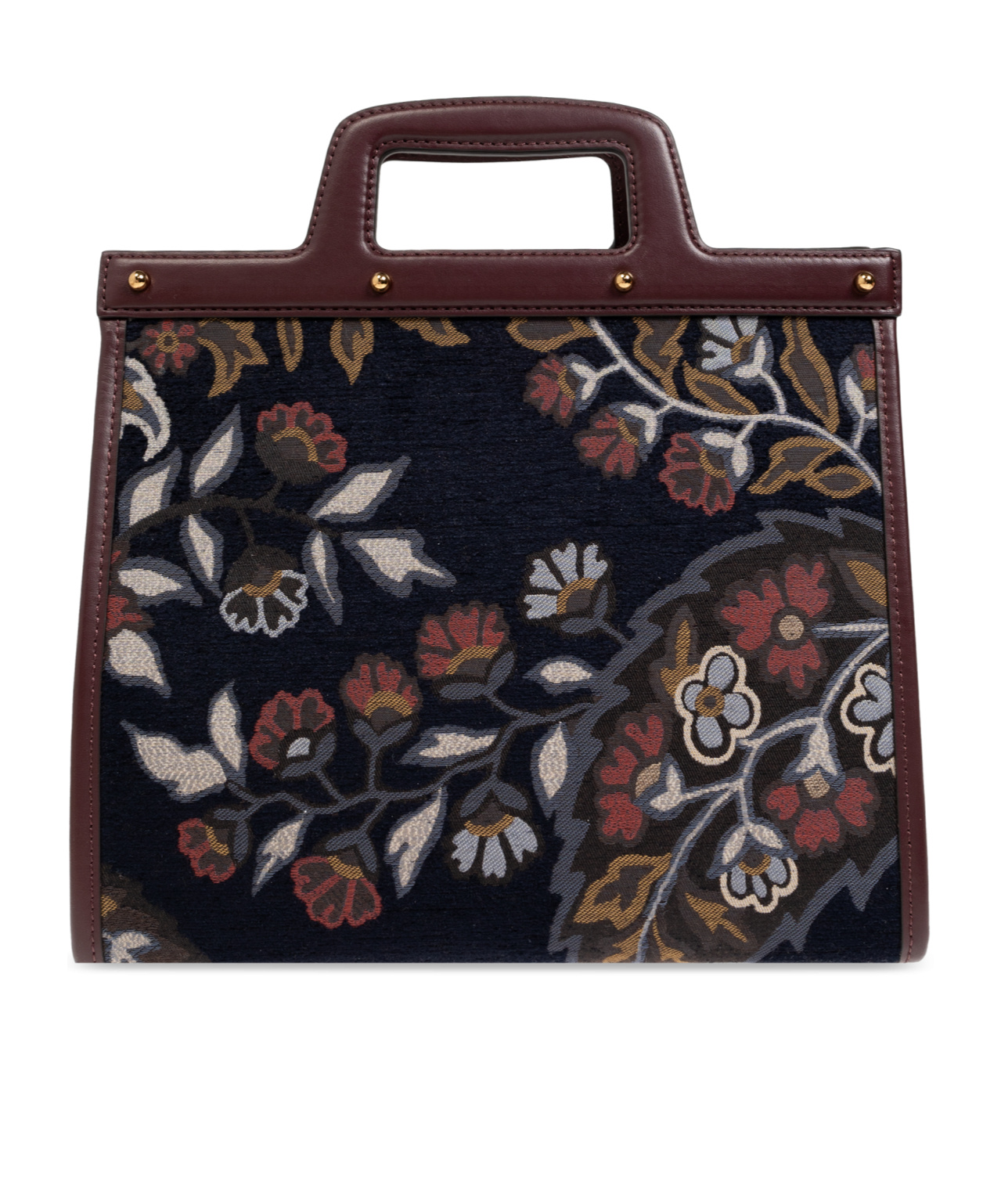 Etro Floral Paisley Handbag With Leather Accents In Black