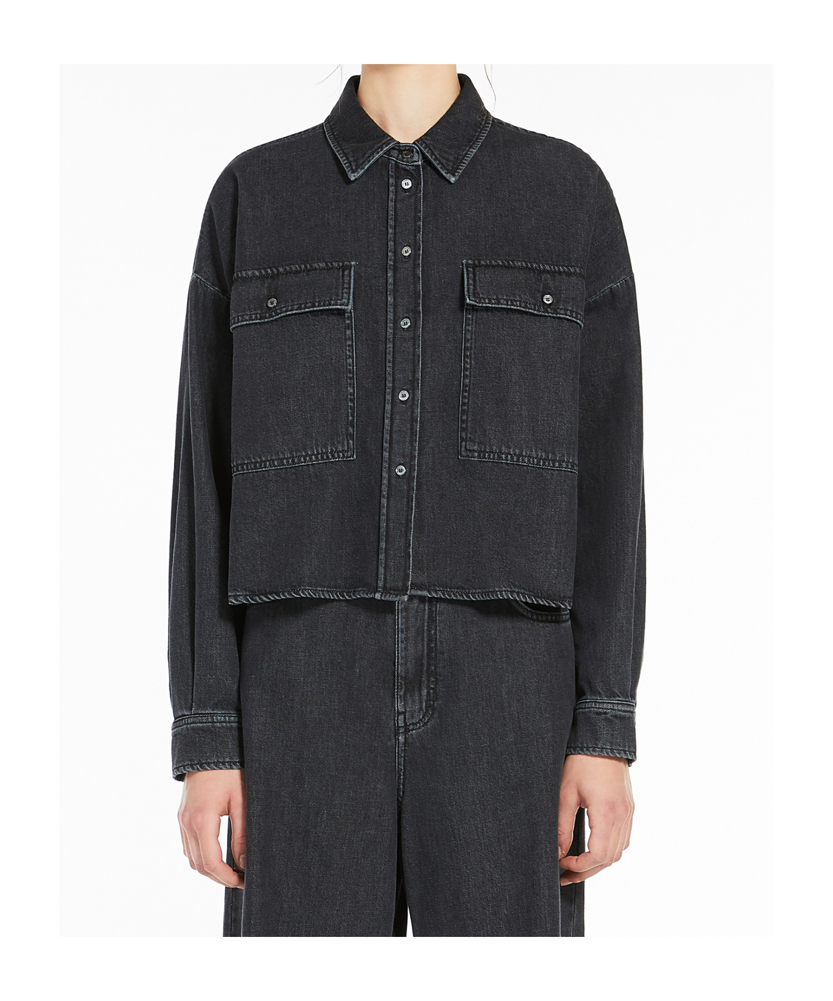 Weekend Max Mara Denim Wide-body Shirt In Black