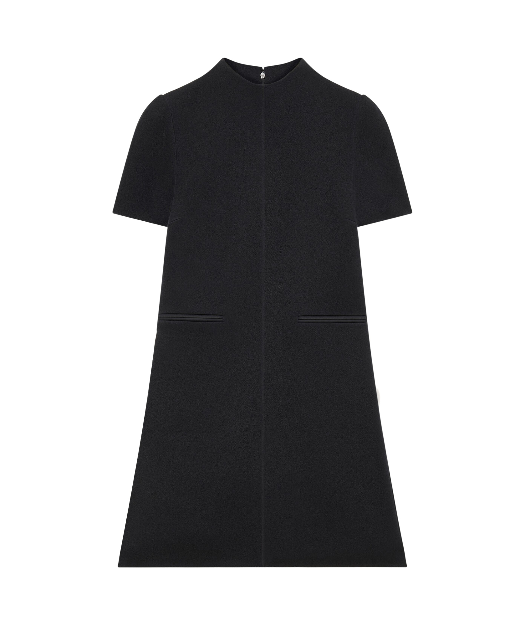 Courrèges Short-sleeve Twill A-line Mini Dress In Black