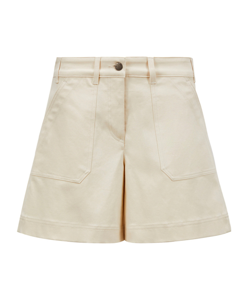 Moncler Gabardine Shorts In Nude