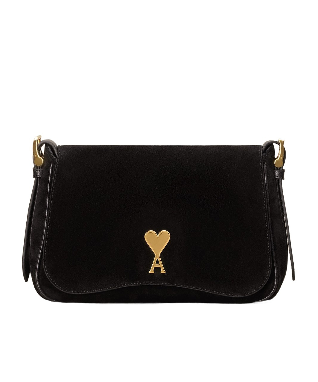 Ami Alexandre Mattiussi Paname Paname Suede Shoulder Bag In Black