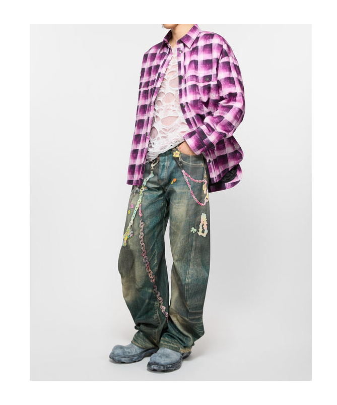 Acne Studios Checked Shirt In Pink