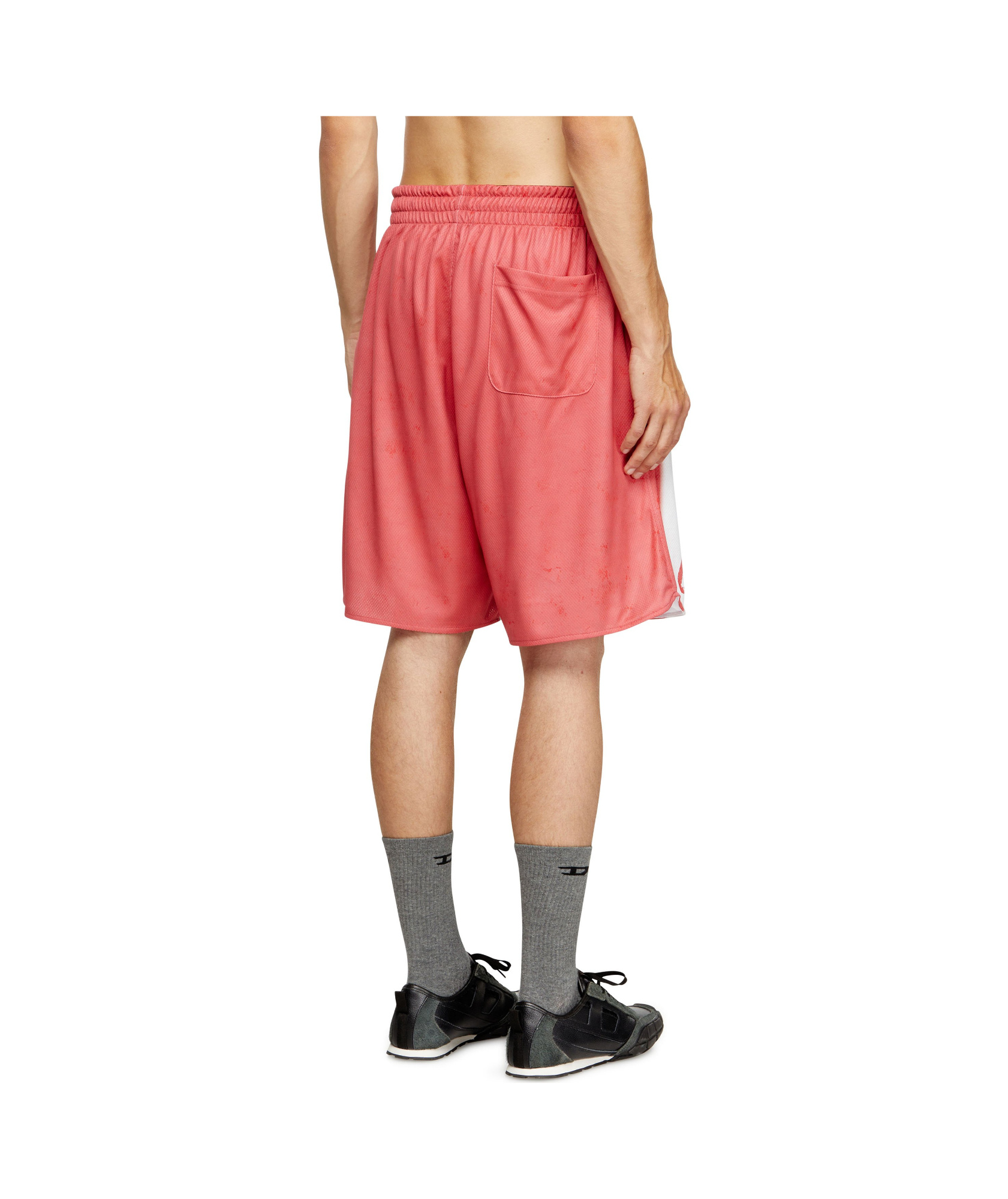 Diesel Graphic Print Elastic Waistband Shorts With Back Pocket In Pink