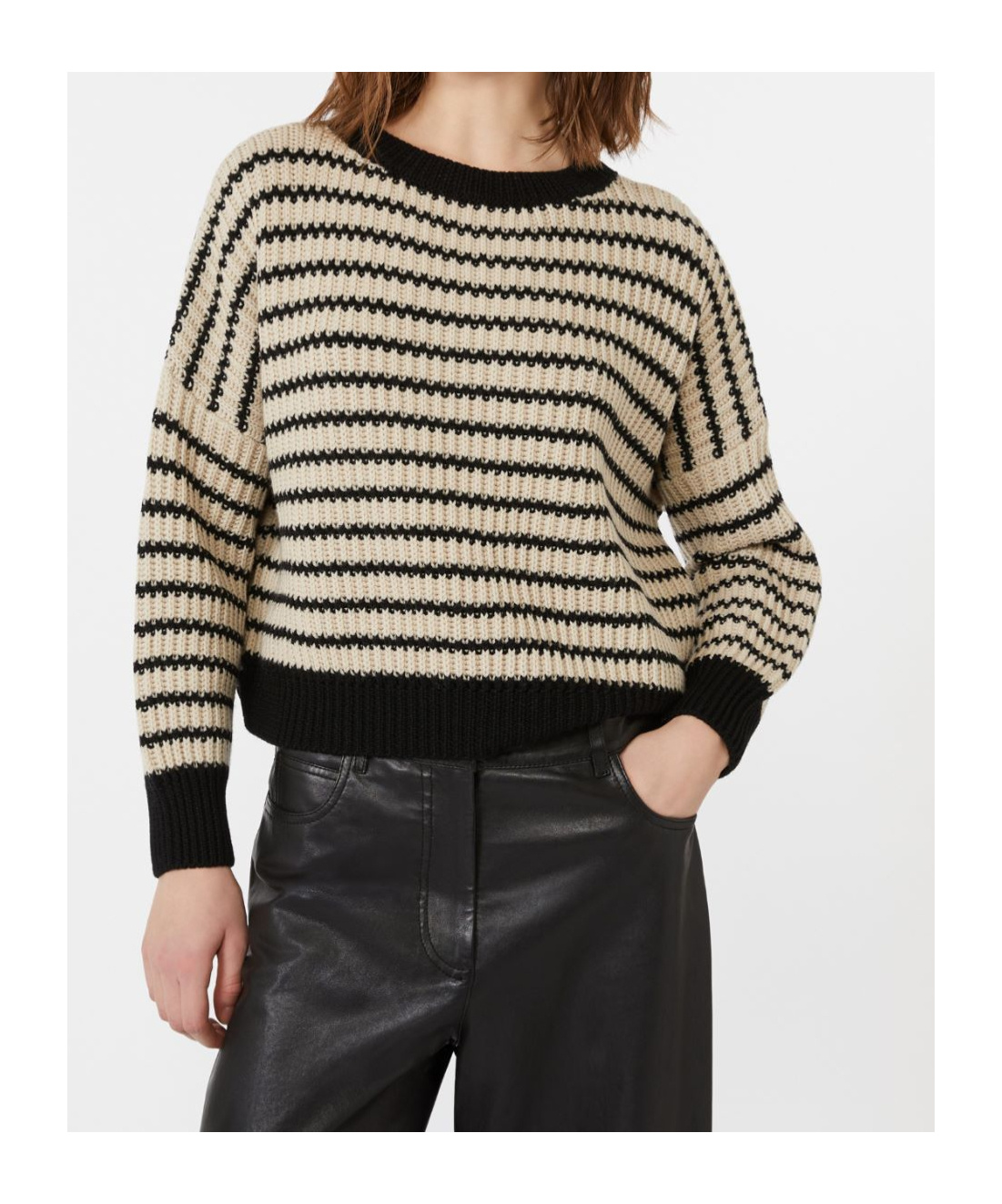 Weekend Max Mara Omens Beige Ezor Striped Wool Jumper In Brown