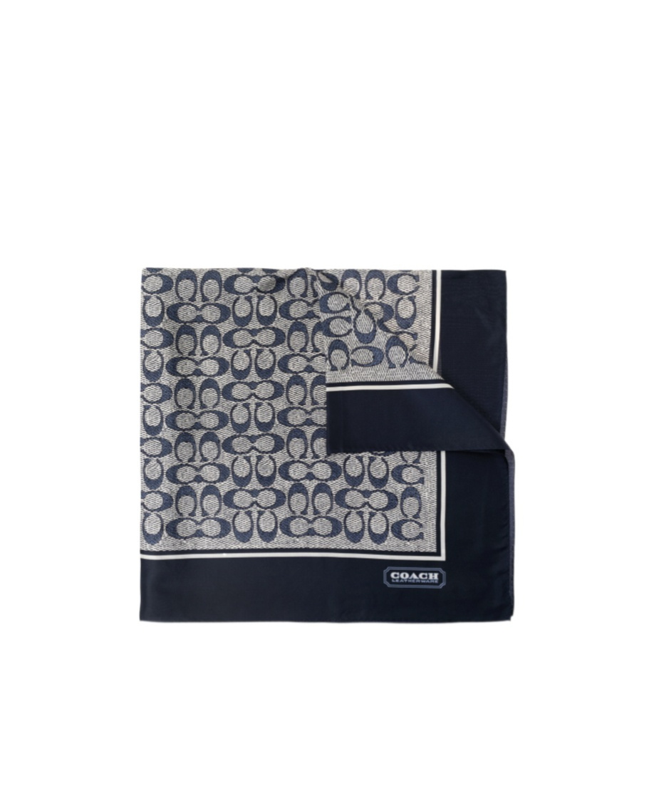 Coach Pattern Silk Scarf In Black