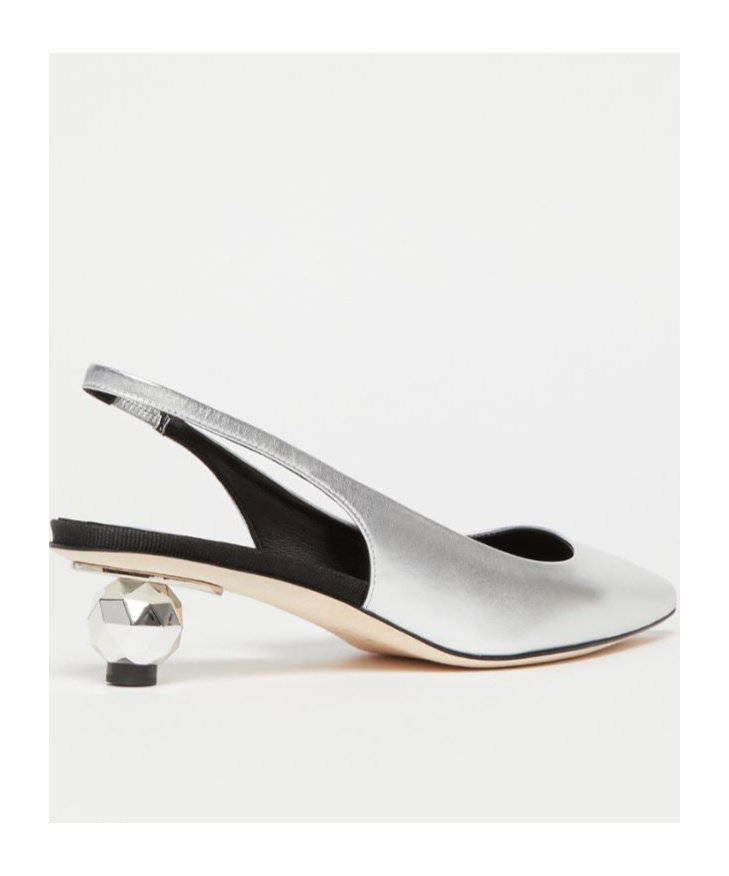 Weekend Max Mara Gallico Silver Slingback Pumps In White