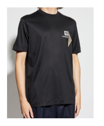 Emporio Armani Logo-patch Crewneck T-shirt In Black