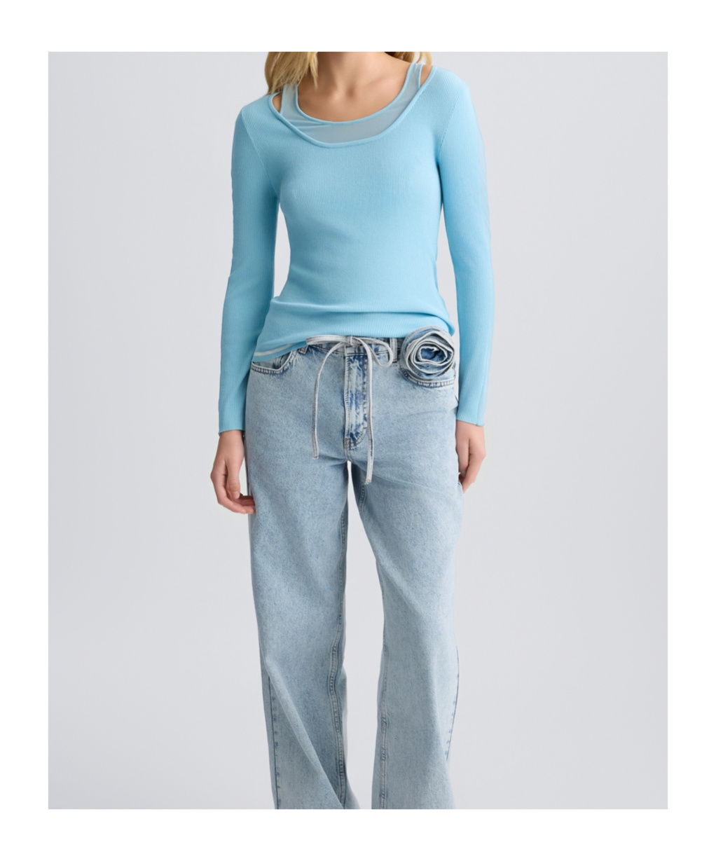 Liu •jo Jumper With Tulle Inserts In Blue
