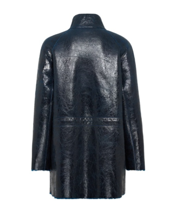 Fendi High-neck Leather Jacket In Black