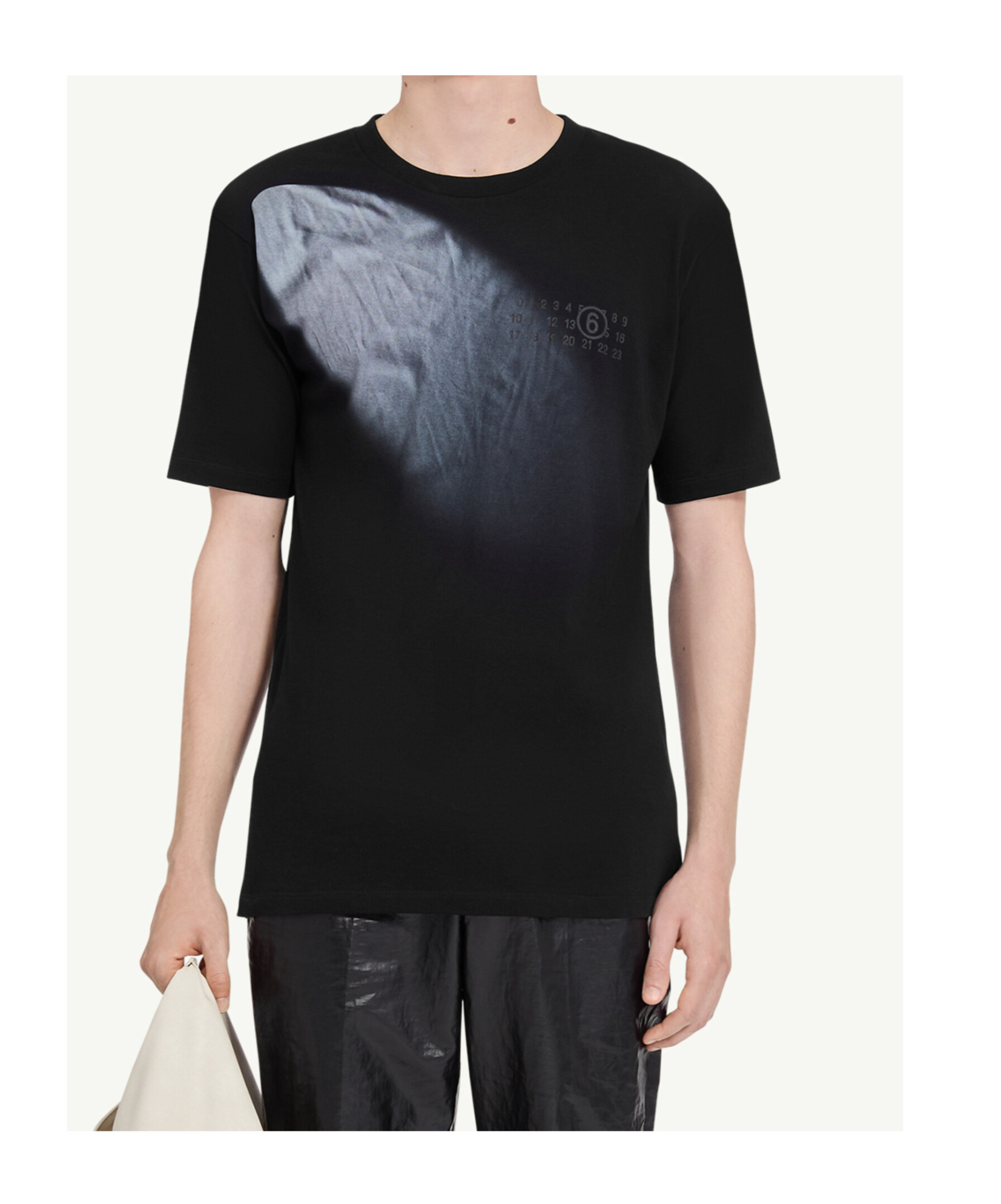 Mm6 Maison Margiela Mm6 By Maison Margiela Gradient Effect Black T-shirt With Subtle Graphic Print In Black
