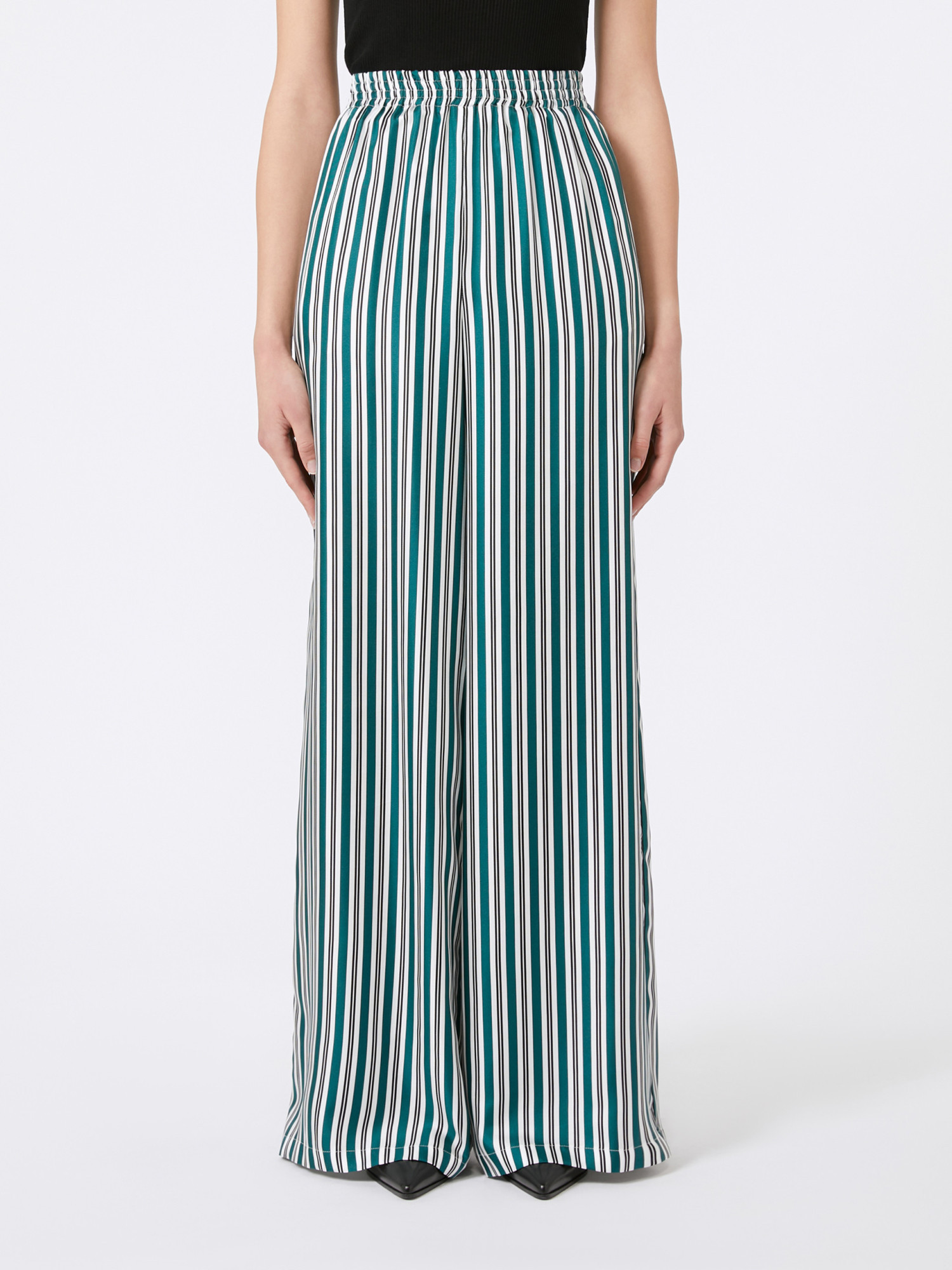 Max Mara Ladino Striped Wide-leg Silk Twill Pants