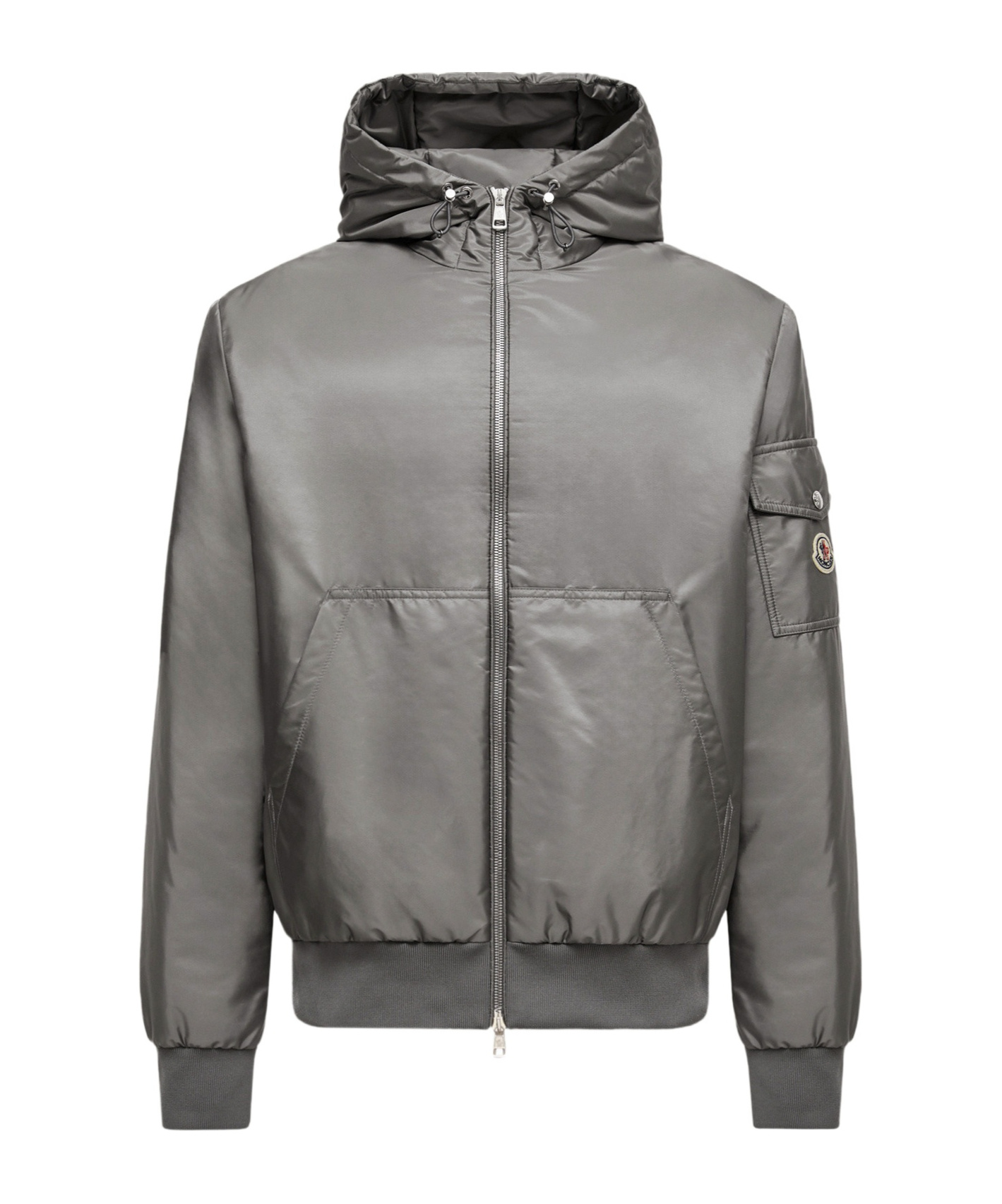 Moncler Poiliot Hooded Short Down Jacket In Gray