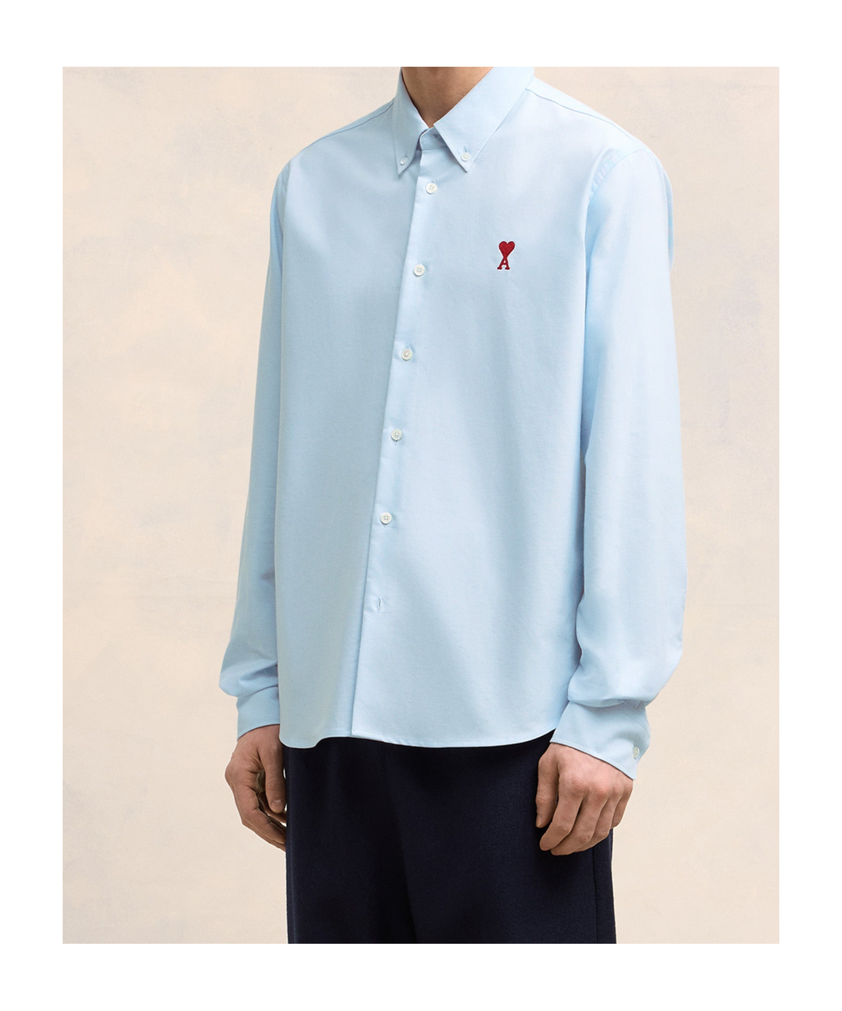 Ami Alexandre Mattiussi Adc Button-down Collar Logo-embroidered Striped Cotton Oxford Shirt In Blue