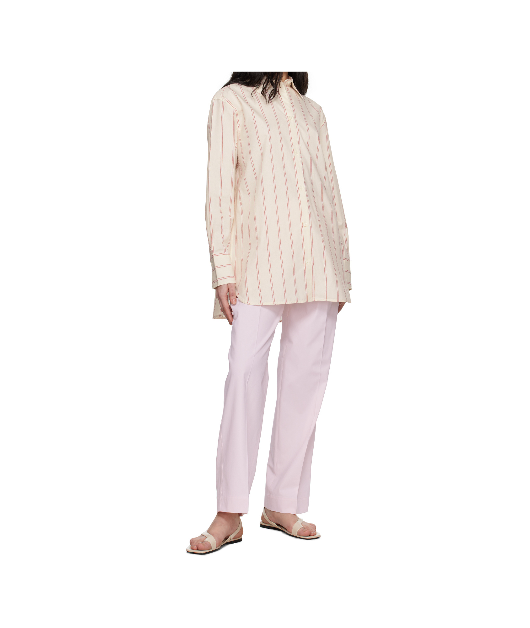 Totême Toteme Striped Cotton Shirt In Nude