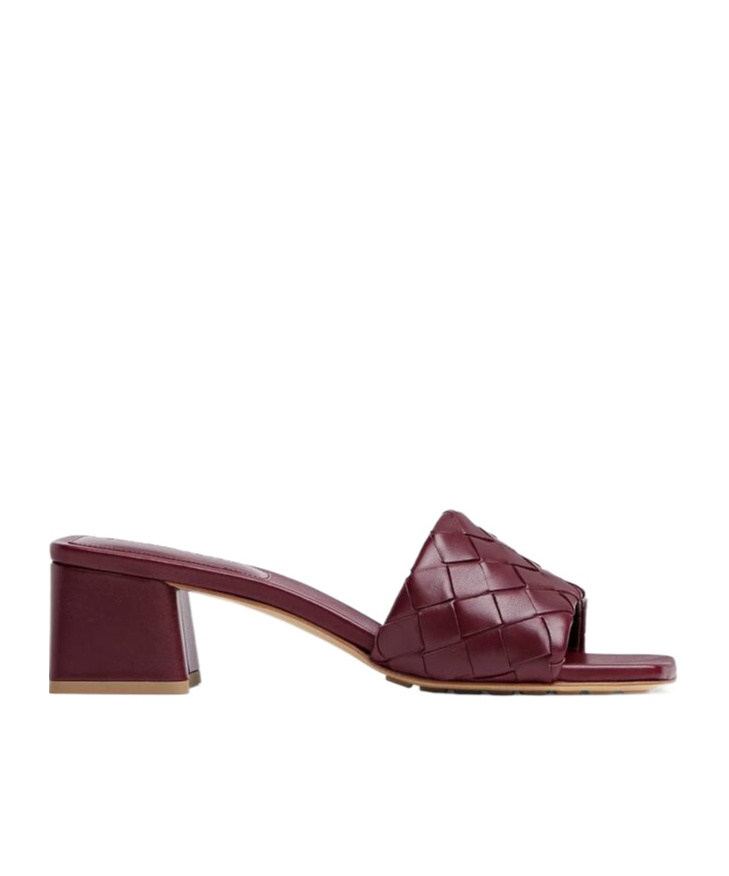 Bottega Veneta Parco 45 Intrecciato Leather Mules In Burgundy