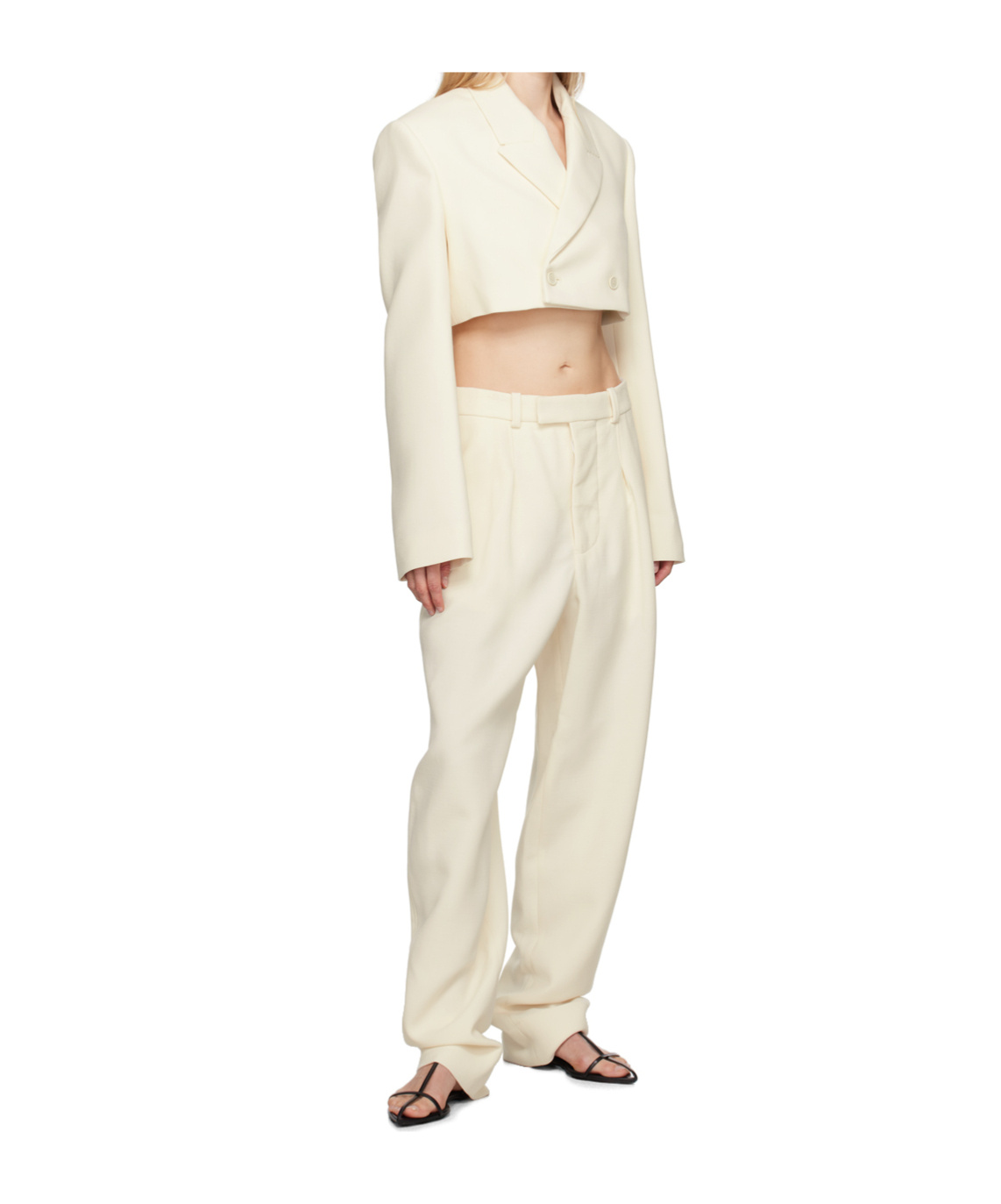 Shop Wardrobe.nyc Double-breasted Cropped Blazer