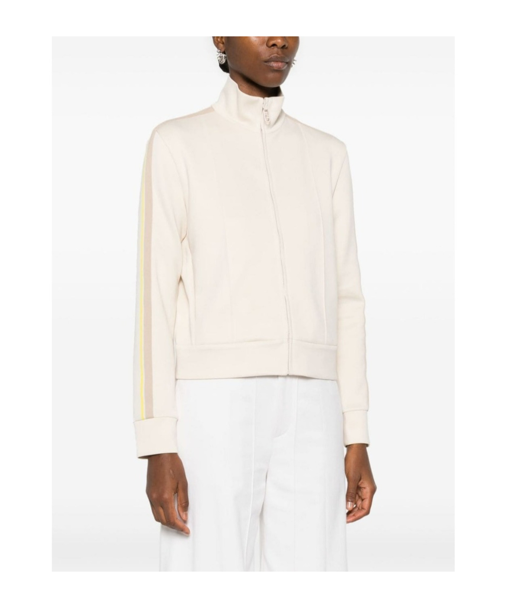 Fendi Logo-tape Zip-up Sweatshirt In White
